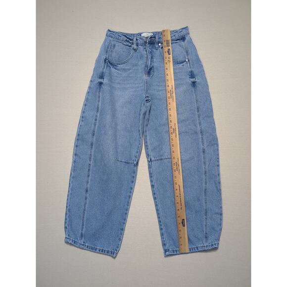 Austin Landing Jeans Women Size 5 Y2K Barrel Leg Blue Denim - Picture 2 of 5